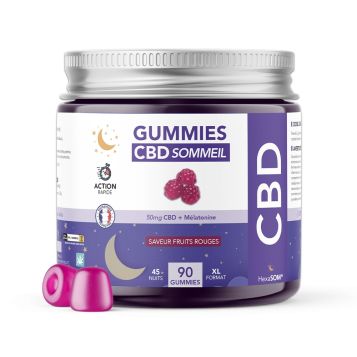 Bonbons CBD Nuit Fruits Rouges - 90 Gummies Sommeil Mélatonine