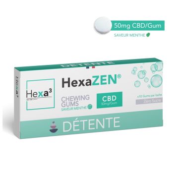 Chewing-Gum CBD Détente Menthe - 10 Gommes 50mg Mélisse