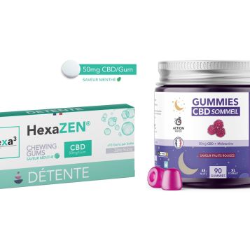 Pack Routine CBD Jour & Nuit - Chewing-Gum Menthe + Gummies Sommeil