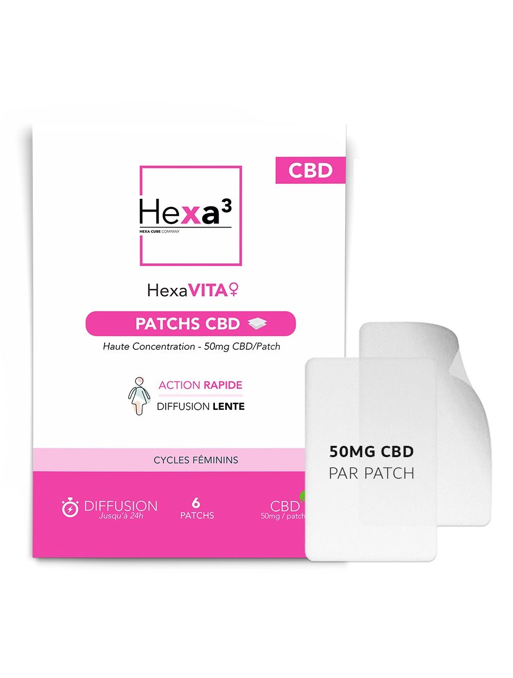 Patchs CBD Femme Confort Menstruel 50mg Format XL - 6 Patchs