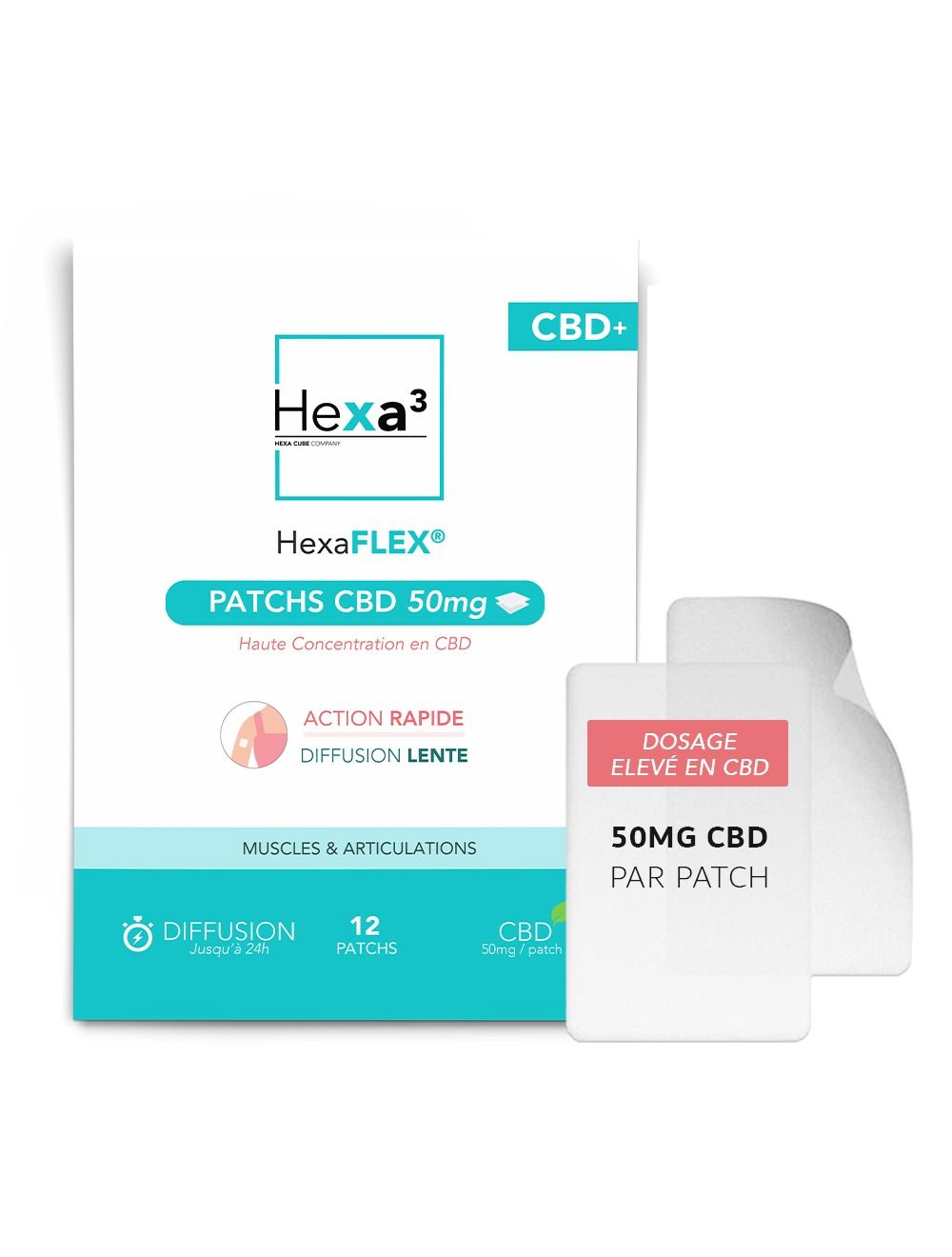 Patchs CBD Haute Concentration 50mg Format XL - 12 Patchs Muscles & Articulations